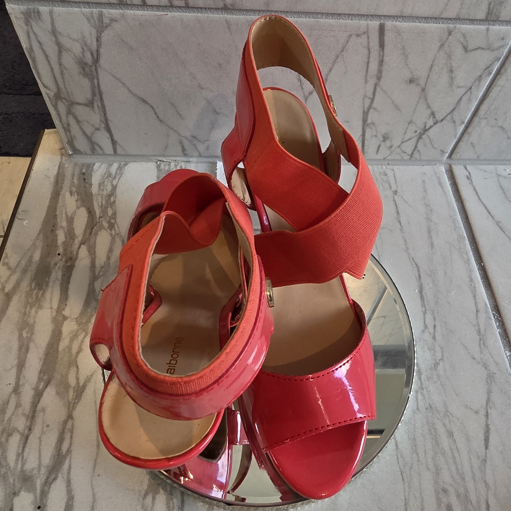 Liz Claiborne Red Wedge Sandals